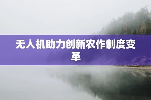 无人机助力创新农作制度变革